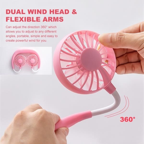 Portable Neck Band Hanging USB Battery Rechargeable Mini Cooler Fan